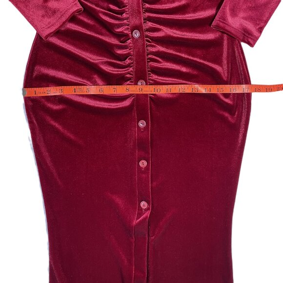 Fashion Nova Weekend Icon Velvet Maxi Shirt Dress Burgundy Size M - Picture 11 of 16
